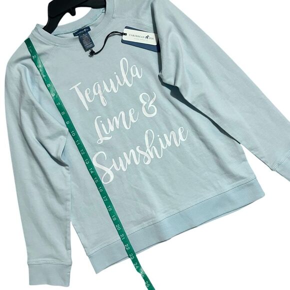 CARIBBEAN JOE NWT Long Sleeve Tequila Lime & Sunshine Crewneck Top S - Picture 5 of 9